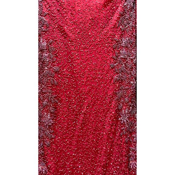 Chaudry Red Beaded Silk Chantilly Gown - Picture 3 of 5